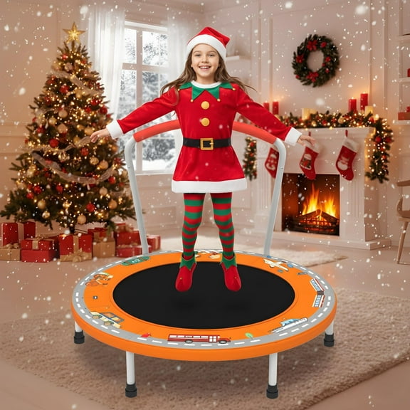 CZBZ 36'' Toddler Trampoline Trampoline for Kids, Mini Indoor/Outdoor Trampoline, Small Rebounder Trampoline with Foam Handlebar, Birthday Gift for Boy and Girl Baby Trampoline