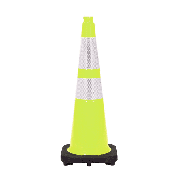 36" Traffic Safety Cone - 10Lbs - Lime - 6"+ 4" Hi Intensity Reflective Collars - 1PC