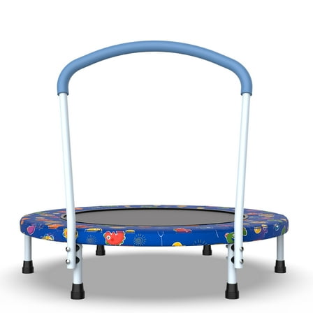 36" Trampoline for Kids,3 Foot Indoor Outdoor Trampoline with Foam Handle,No-Gap Safe Design,Kid Trampoline with Safety Enclosure Net for Boys Girls, Ages 1-8,Blue