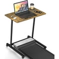 thumbnail image 1 of 36 Treadmill Desk, Mobile Small Standing Desk with Wheels for Walking Pad, Portable Table for Laptop, Rolling Table Adjustable Height, Bedside Table，Brown, 1 of 9