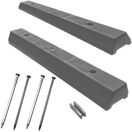 36" Ultra Light Weight Plastic Parking Blocks in Gray with Asphalt Hardware - 2 Pack