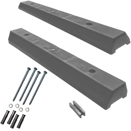 36" Ultra Light Weight Plastic Parking Blocks in Gray with Concrete Hardware - 2 Pack