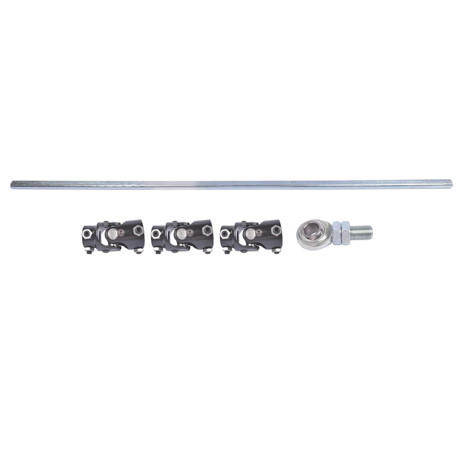 36" Universal Steering Shaft Kit w/ 3x 3/4DD Black U-Joints & Bearing Heim Joint - GM Compatible, Vibration & Noise Reduction, CNC Steel