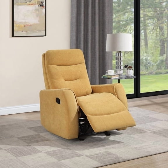 36" Velvet Upholstered Butacas Para Sala Couch, Comfy Small Chair with Swivel Rocker, Reading Nook Chair for Living Room Office, Yellow