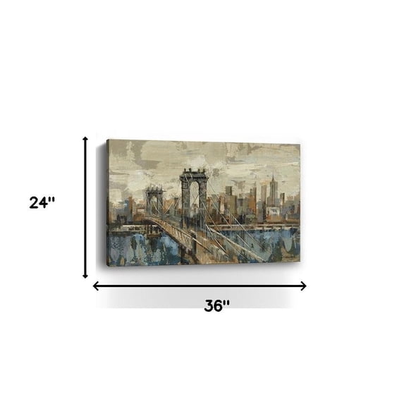 36" Vintage Inspired NYC city skyline Canvas Wall Art