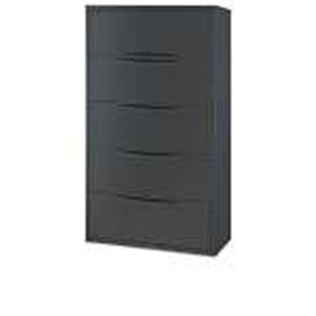 Black Steel 5-Drawer Lockable Lateral File Cabinet