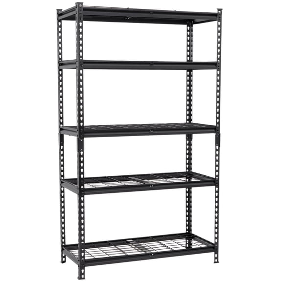 36"W x 18"D x 72"H 5-Tier Heavy Duty Metal Shelving Unit, 2250 LBS Load Capacity Adjustable Steel Garage Storage Rack, Boltless Industrial Shelf for Warehouse Basement Kitchen Black