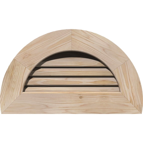 36"W x 18"H Half Round Gable Vent (41"W x 23"H Frame Size): Unfinished, Functional, Smooth Pine Gable Vent w/ 1" x 4" Flat Trim Frame