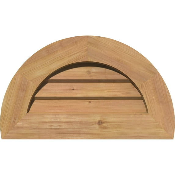 36"W x 18"H Half Round Gable Vent (41"W x 23"H Frame Size): Unfinished, Non-Functional, Smooth Western Red Cedar Gable Vent w/ Decorative Face Frame