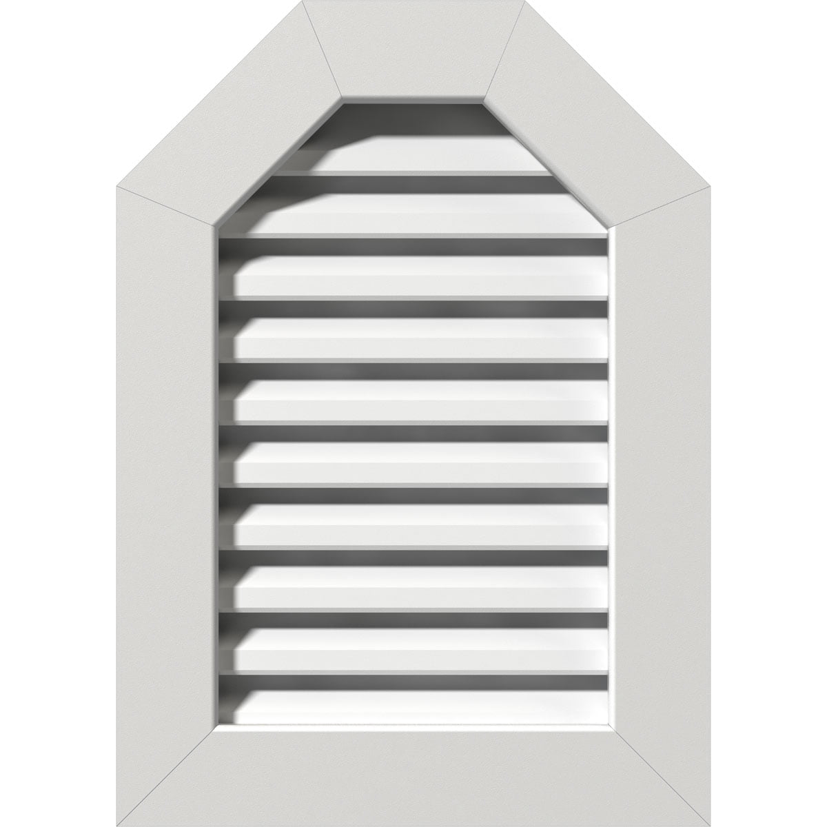 36"W x 18"H Octagonal Top Gable Vent (41"W x 23"H Frame Size): Functional, PVC Gable Vent w/ 1" x 4" Flat Trim Frame