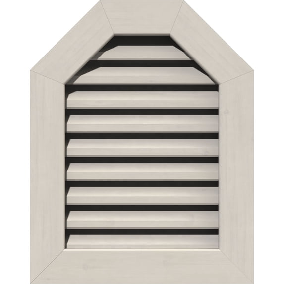 36"W x 24"H Octagonal Top Gable Vent (41"W x 29"H Frame Size): Primed, Functional, Smooth Pine Gable Vent w/ 1" x 4" Flat Trim Frame