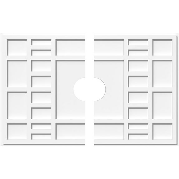 36"W x 24"H x 5"ID x 12 1/2"C x 1"P Beaux Architectural Grade PVC Contemporary Ceiling Medallion, Two Piece