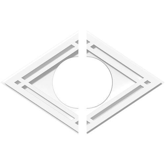 36"W x 24"H x 6"ID x 12 3/4"C x 1"P Diamond Architectural Grade PVC Contemporary Ceiling Medallion, Two Piece