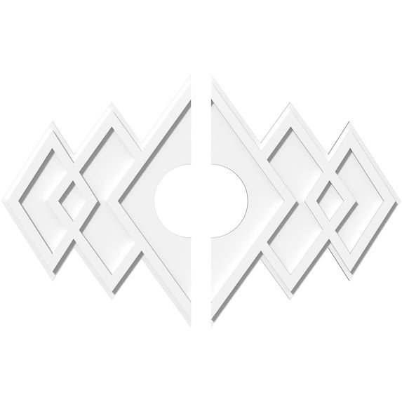 36"W x 24"H x 7"ID x 11 1/4"C x 1"P Zoe Architectural Grade PVC Contemporary Ceiling Medallion, Two Piece