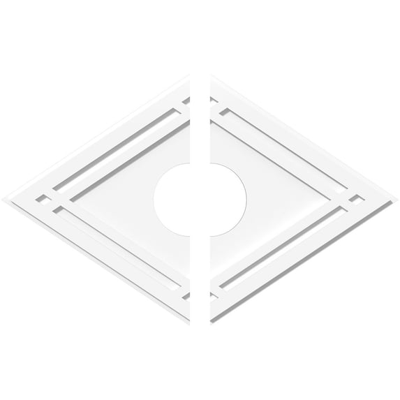 36"W x 24"H x 7"ID x 12 3/4"C x 1"P Diamond Architectural Grade PVC Contemporary Ceiling Medallion, Two Piece