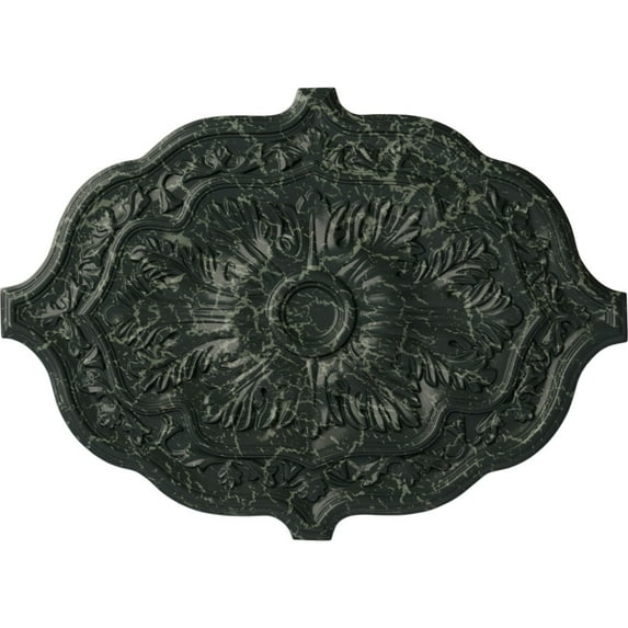 36"W x 26"H x 1 1/2"P Pesaro Ceiling Medallion, Hand-Painted Painted Turtle Crackle