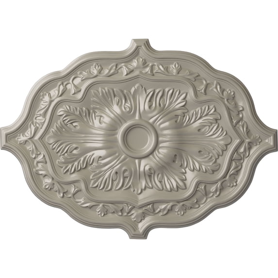 36"W x 26"H x 1 1/2"P Pesaro Ceiling Medallion, Hand-Painted Pearl White