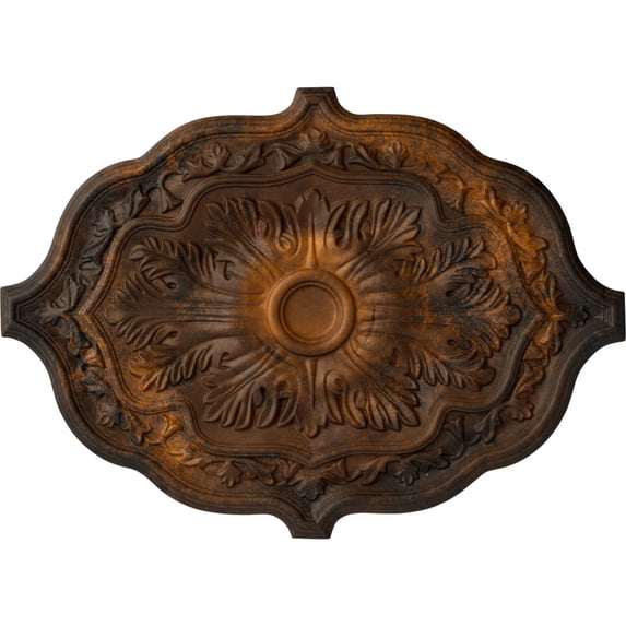 36"W x 26"H x 1 1/2"P Pesaro Ceiling Medallion, Hand-Painted Rust