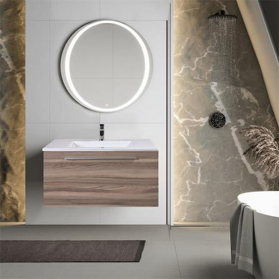 36" Wall Mounted Single Bathroom Vanity with High Quality Acrylic Vanity Top By Gravita Designs