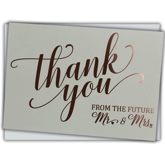 36 Wedding Shower Thank You Cards Rose Foiled Letterpress with Envelopes