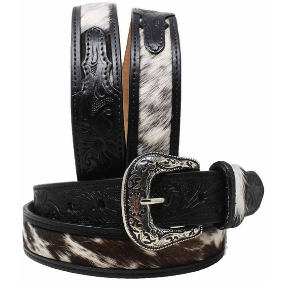 36   Western 1-1/2" Wide Antique Floral Tooled Full-Grain Leather Belt 26RS12BK