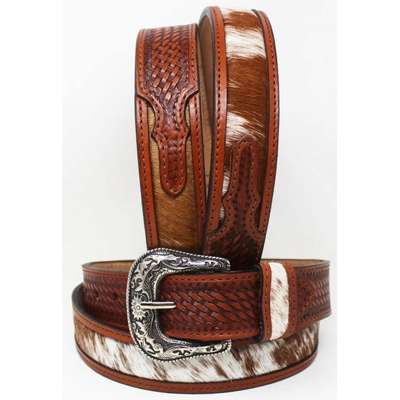 36 Western 1-1/2" Wide Antique Floral Tooled Full-Grain Leather Belt 26RS13BR