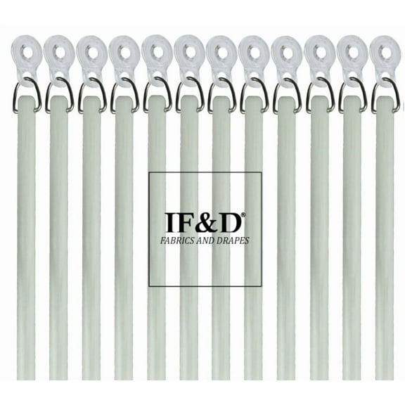 36" White 12 Pack Fiberglass Drapery Curtain Pull Wands with Plastic Adapters for Easy Open and Closing of Window Treatments - IF&D Fabrics and Drapes -WFPA-036-12
