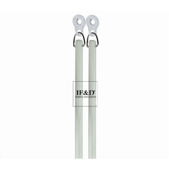 36" White 2 Pack Fiberglass Drapery Curtain Pull Wands with Plastic Adapters for Easy Open and Closing of Window Treatments - IF&D Fabrics and Drapes -WFPA-036-2