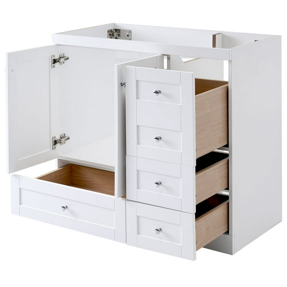 36" White Bathroom Vanity(Cabinet Only, Sink Not Included)