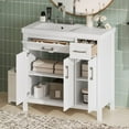 thumbnail image 1 of 36" White Bathroom Vanity Cabinet with Resin Integrated Sink - 2 Drawers, 3 Doors, 1 of 10