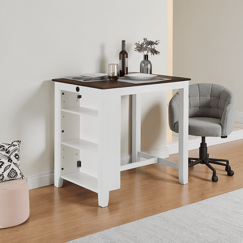Photo inspiration: Fresh Look at 36 White Compact Counter Height Dining Table With 3 Shelves