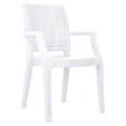 thumbnail image 1 of Luxury Commercial Living 36" White Glossy Stackable Outdoor Patio Dining Chair, 1 of 7