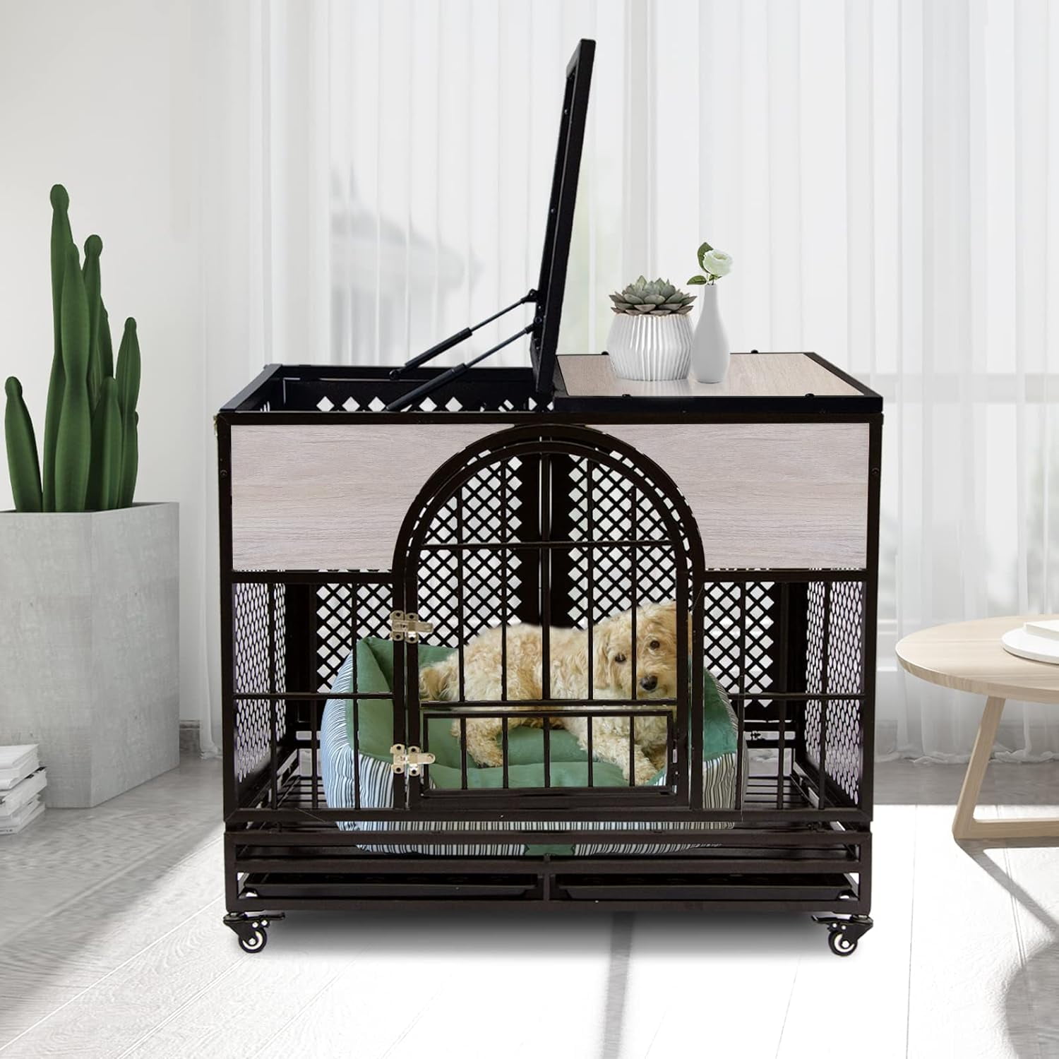 36 White Heavy Duty Dog Crate, Furniture Style Dog Crate with Removable