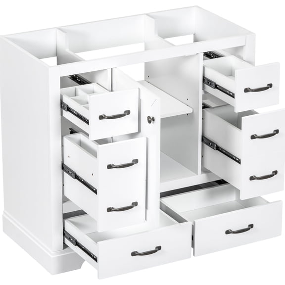 36" White Rectangular - Ample Storage with Adjustable Shelf - Bathroom - Keep Essentials Dust - Free