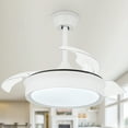 thumbnail image 1 of 36" White Retractable Ceiling Fan Reversible With Remote Control and Light Kit DC Motor, 1 of 9
