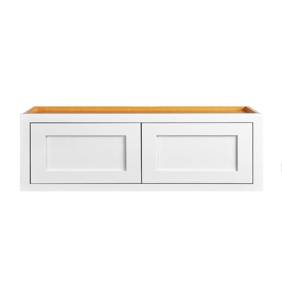 36 " Wide 12" Tall 24" Deep Refrigerator Wall Kitchen Cabinet Snow White Inset Shaker Double Doors - Unassembled