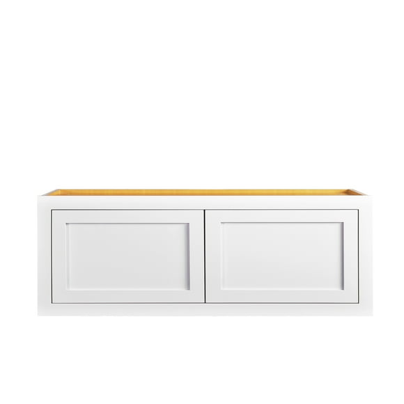 36 " Wide 15" Tall 24" Deep Refrigerator Wall Cabinet Snow White Inset Shaker Double Doors