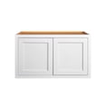 thumbnail image 1 of 36" Wide 24" Tall 14" Deep Wall (Bridge) Cabinet Snow White Inset Shaker - Double Door - Unassembled, 1 of 4