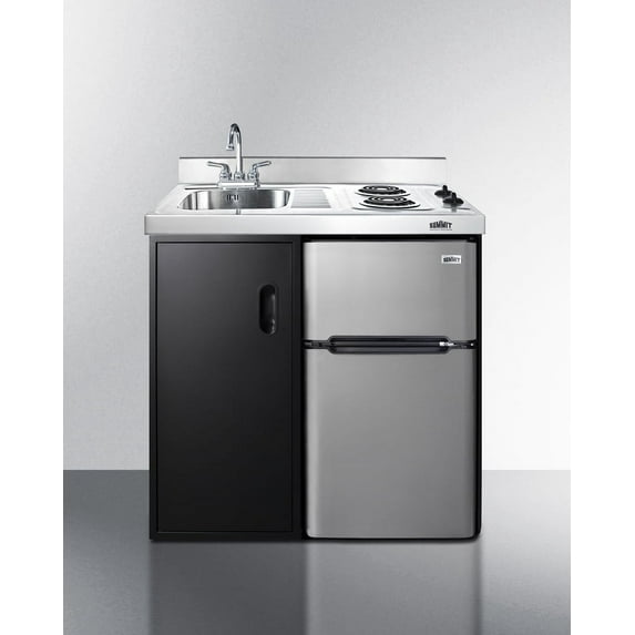 36" Wide All-In-One Kitchenette, Glass Burners