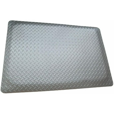 36" Wide, Rhino Mats, Diamond Plate Brite Anti-Fatigue Mat, Shiny Metallic, 9/16" Thick, Choose Length