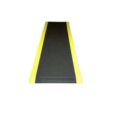 36" Wide, Rhino Mats, Reflex  Anti-fatigue Rhino No-Slip Mat, Black w/ Yellow Borders, 5/8" Thick, Choose Length