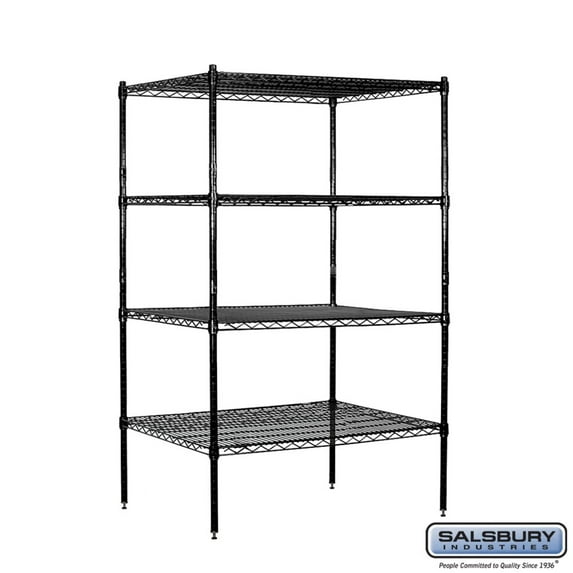 Salsbury Industries 9534S-CHR Wire Shelving - Stationary - 36 Inches Wide - 63 Inches High - 24 Inches Deep - Chrome