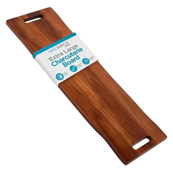 36" Wooden Cheese Serving Board with Handles - Extra Long - Party Charcuterie for Appetizers Food Kitchen Platter - Bread Meat Fruit Display - Natural Wood - Espresso