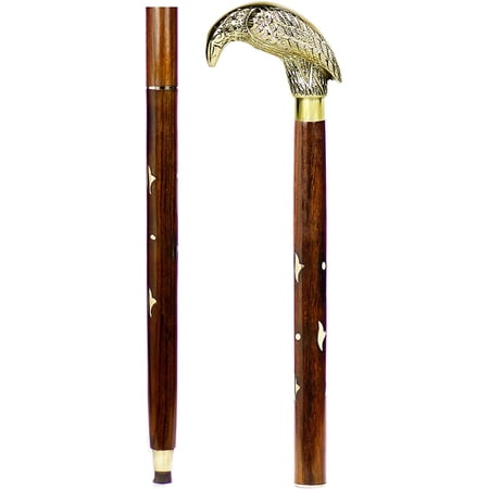 36" Wooden Walking Stick (Santa Wood, Angry Crow)
