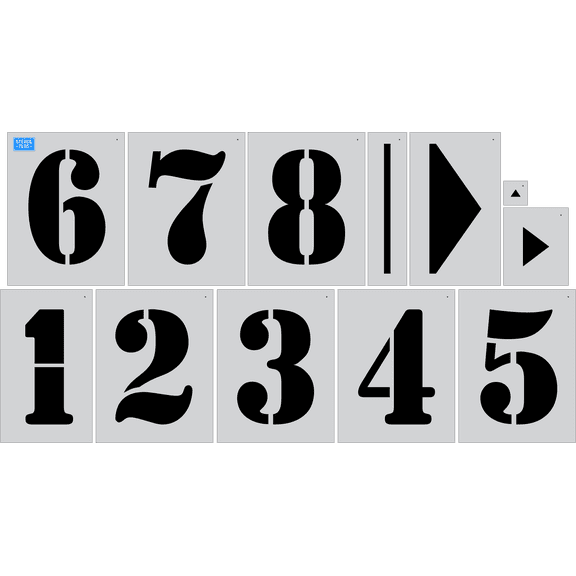 36" X 24" Track Number Kit 12pc Athletic Marking Track & Field Stencil Thickness: .60