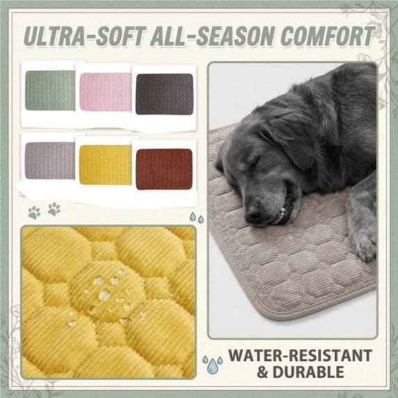 36 X 28 Inch Dog Crate Mat Washable, Dog Bed with Washable Cover, Quilted Corduroy Pet Couch Protector for Small and Medium Dogs, Brown, 1 Pack
