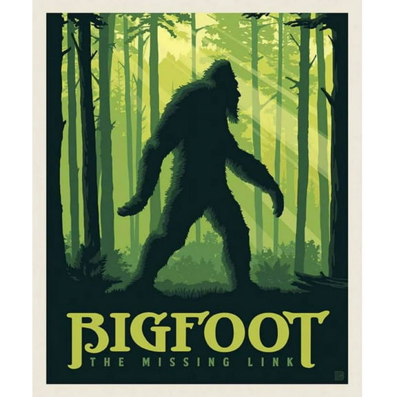 36" X 44" Panel Bigfoot Legends of the National Parks The Missing Link Fantasy Cotton Fabric Panel (PD15063-PANEL)