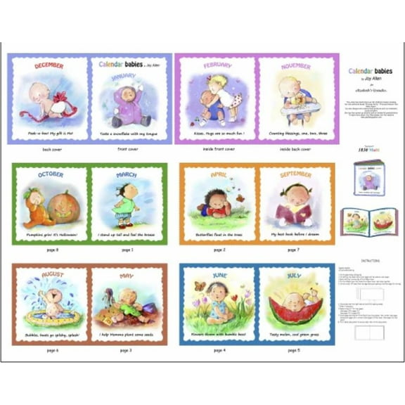 36" X 44" Panel Calendar Babies Kids Soft Book Panel by Jay Allen Elizabeth Studios Cotton Fabric Panel (1830MULTI)