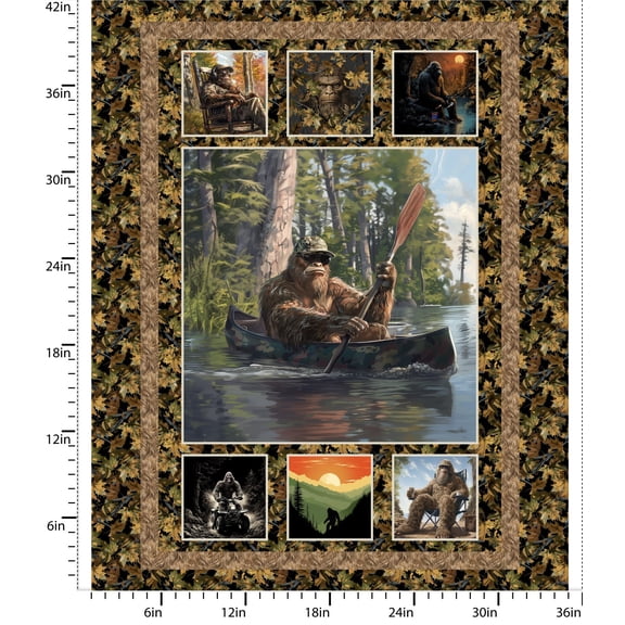 36" X 44" Panel Legendary Loner by Jim Baldwin Sasquatch Bigfoot Legend Officially Licensed by 3 Wishes Fabric Cotton Fabric Panel (23819-PNL-CTN-D)