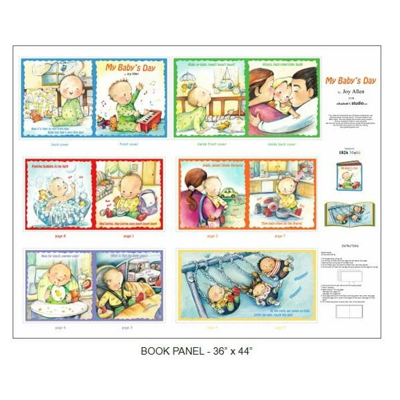 36" X 44" Panel My Baby's Day Soft Book Panel Children Cotton Fabric D689.90